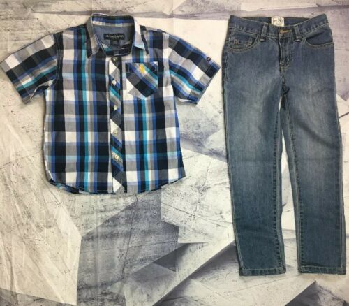EUC Boys Children Place Jeans Skinny 7 And Shirt US Polo Assn. 5-6 Set Bundle.
