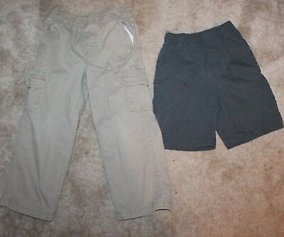 MIXED LOT * Boys' Size 5/6 BOTTOMS (gray shorts & khaki pants - elastic waist)