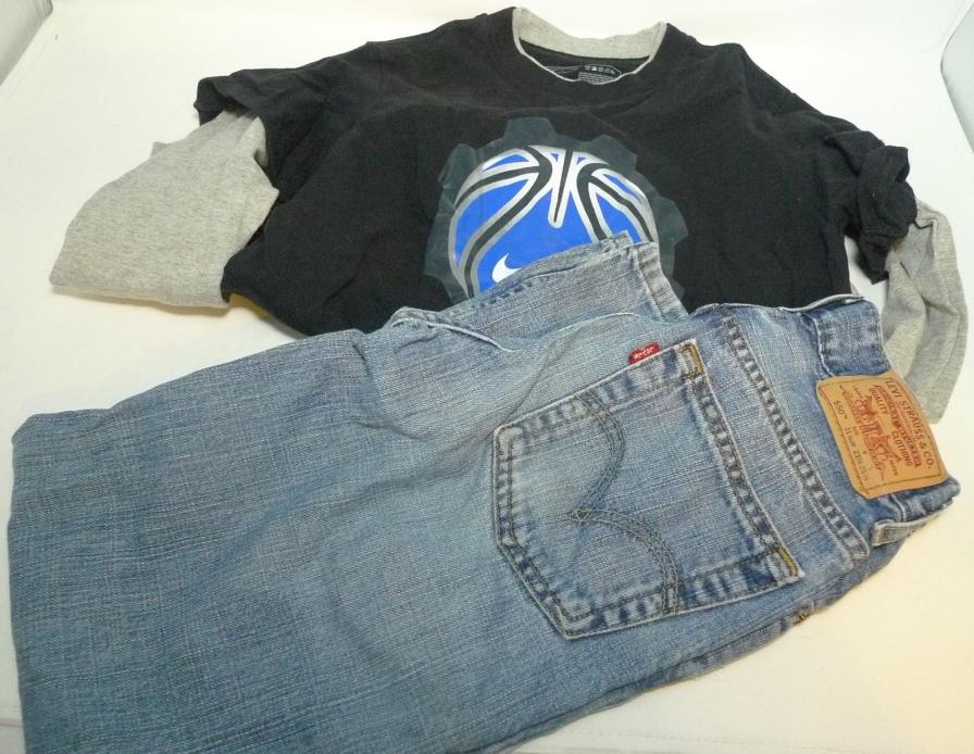 Lot Boys Nike S 8 Long Sleeved Shirt Size 11 Slim LEVIS 550 Jeans