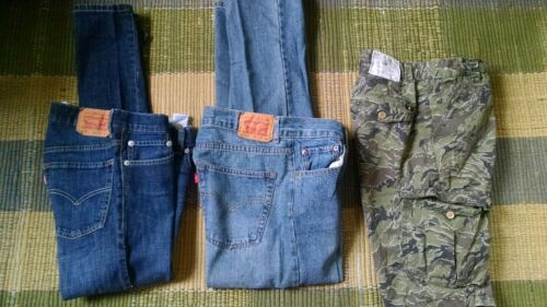 BOY'S 16 (28 X 28) JEANS SHORTS LEVI'S, LUCKY BRAND CARGO CAMOUFLAGE LOT OF 3