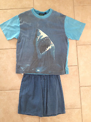 Mini Boden shark s/s shirt, size 5-6 and SPUD.Z size 5 shorts