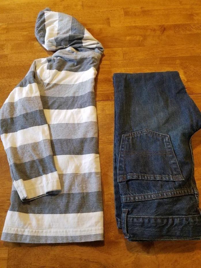 Old Navy & Place Outfit Jeans Hoodie Shirt Set Sz 8 8 Slim Denim See All Pics!