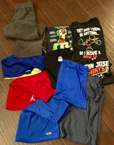 Lot of 10 Items Boys Shorts T Shirts New Size 12 14 And One Champion Under Armor