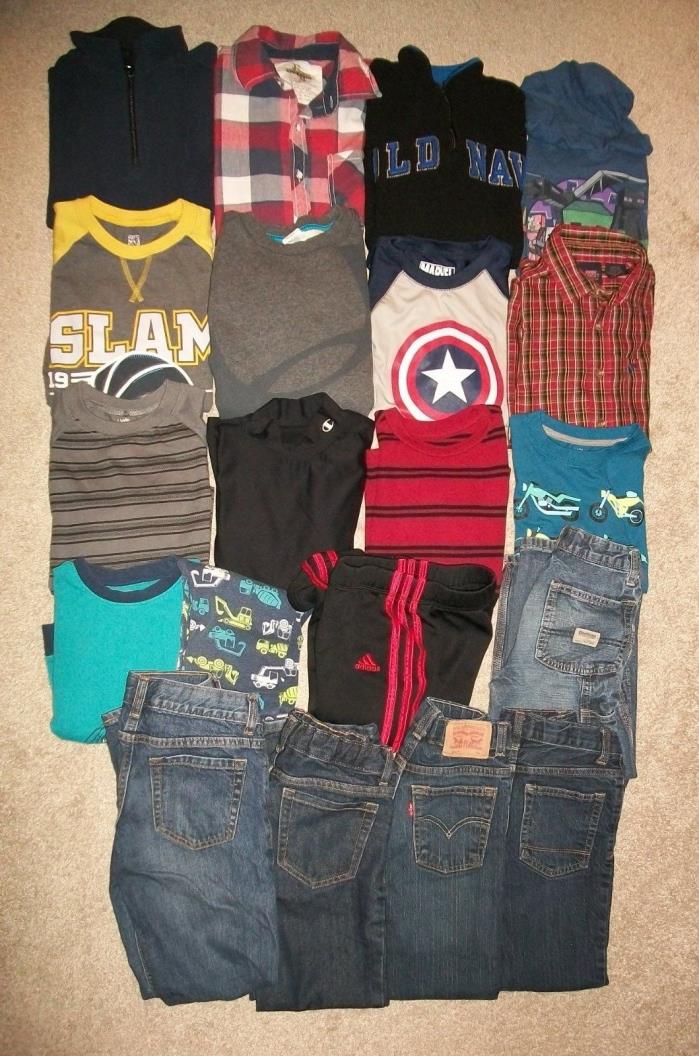 GUC! LOT OF 20 BOY 7 8 SLIM NAMEBRAND FALL WINTER OLD NAVY UNDER ARMOUR LEVIS