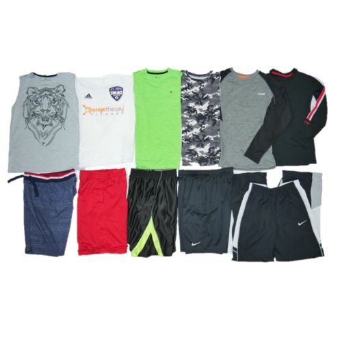 11 PC BOYS LOT SZ 10-12 NAMEBRAND SCHOOL OUTFITS SHORTS SHIRTS ATHLETIC DRI-FIT
