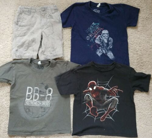 Boys Clothing Lot Summer Size 4 Star Wars Spider-Man Shirts
