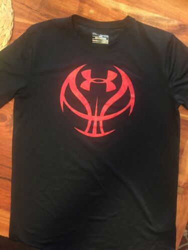 Under Armour Boys Loose Heat Gear Black Red Shirt