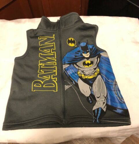 Batman Fleece Vest Zip Up Kids Size 4