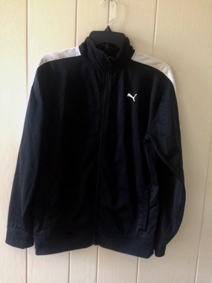 PUMA Sport Lifestyle Track Full Zip Jacket Black White Boys Size XL Pockets