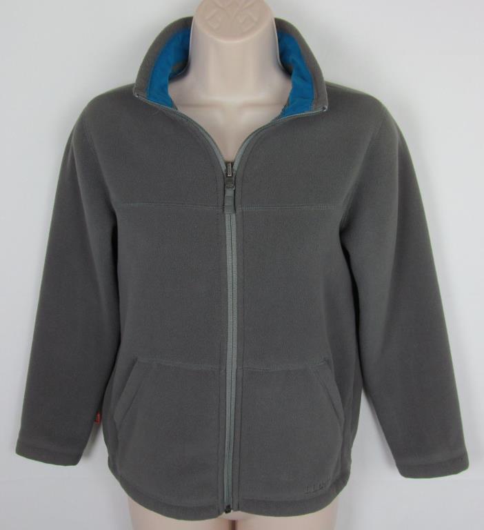 LL Bean fleece athletic jacket plush lining full zip Gray Youth Size M 10 – 12