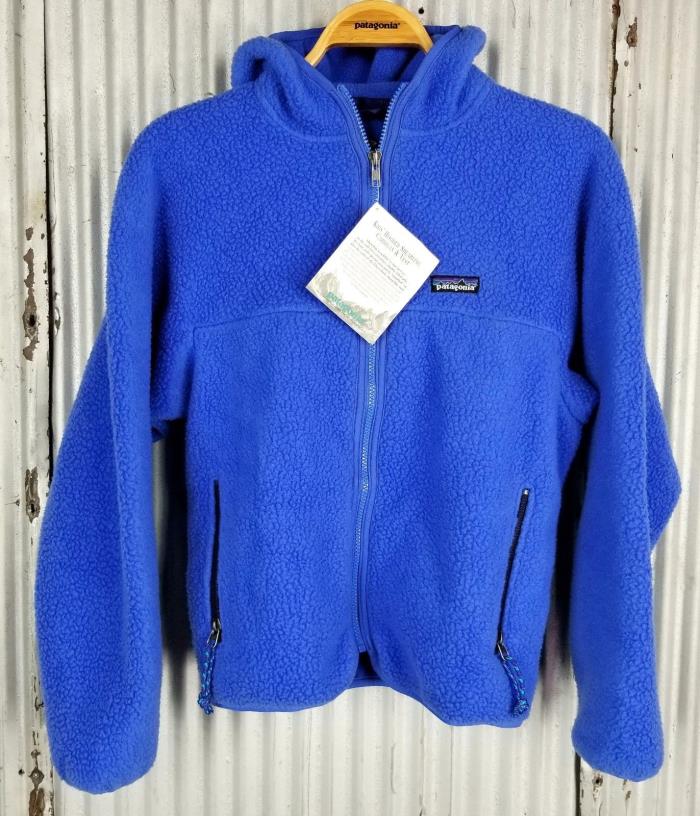NWT Patagonia VINTAGE Shearling Cardigan Boys Girls sz 14 blue fleece jacket USA