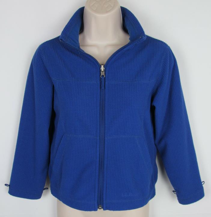 LL Bean Thermal fleece athletic jacket full zip front Blue Youth Size S 8