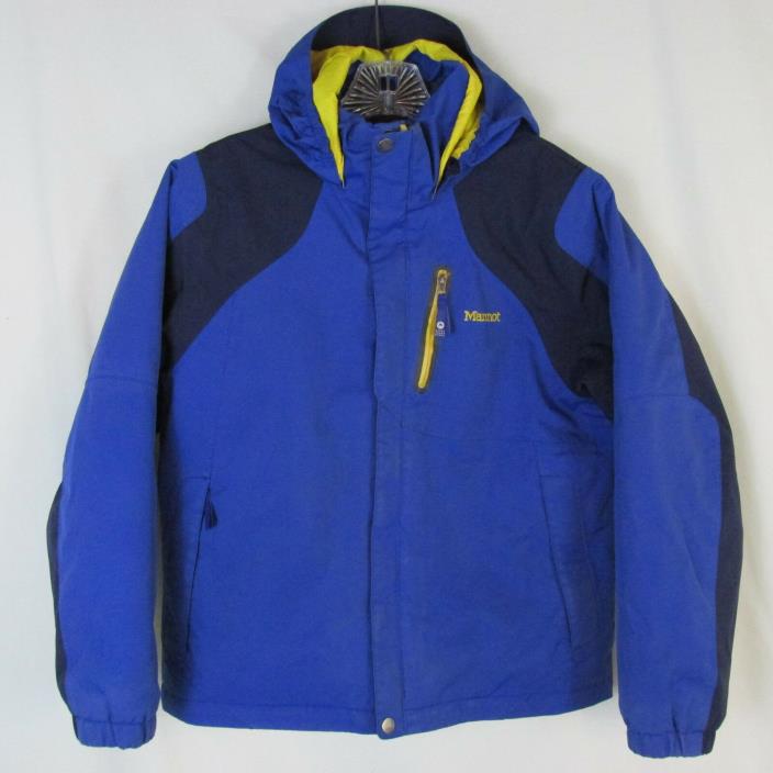 Marmot Boys Kids XL Ski Jacket Blue Winter Coat Powder Skirt Hood