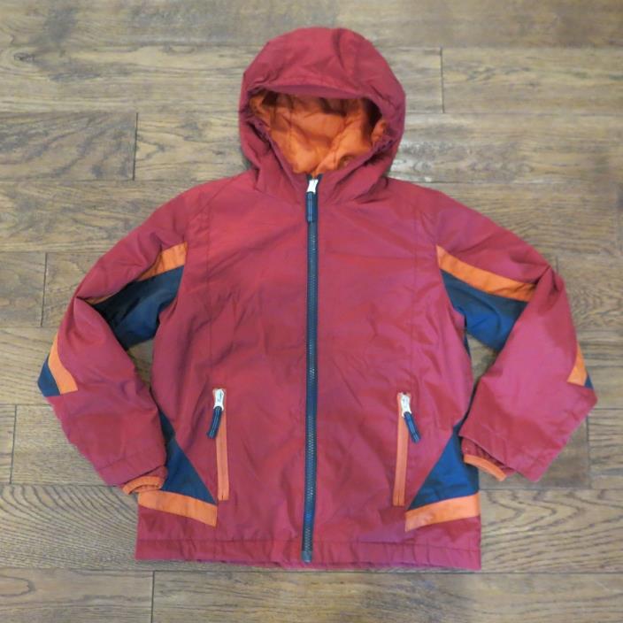 Lands End Boys Kids Red Light Weight Hooded Windbreaker Fall Size Medium 5-6