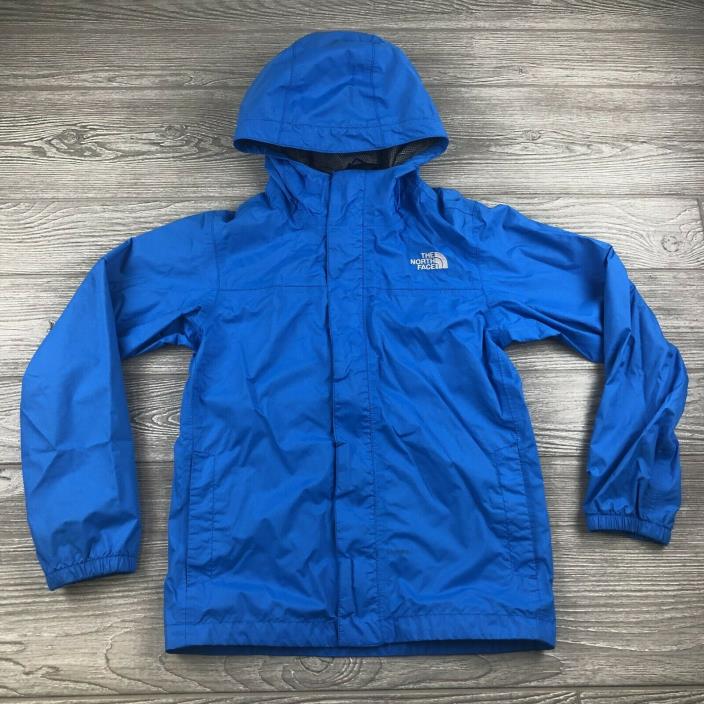 Boys THE NORTH FACE HYVENT Rain Jacket coat Size Medium (10/12) blue hooded J138