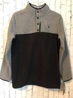 NWT Spyder Boys Fleece Pullover Gray Black Size XL