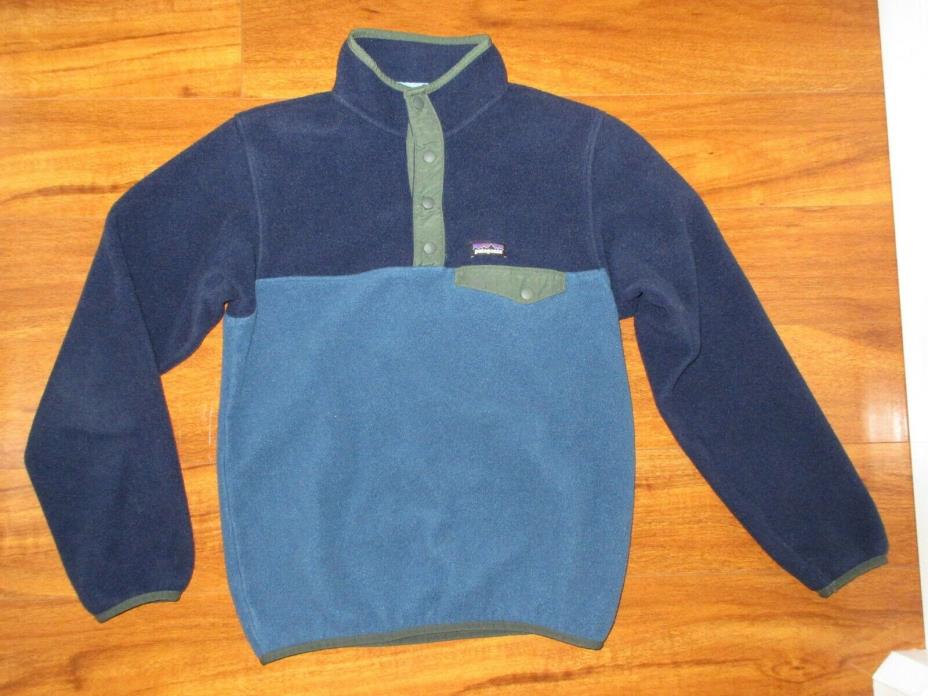 Boys Patagonia Lightweight Synchilla Snap-T Blue Block Fleece Pullover L