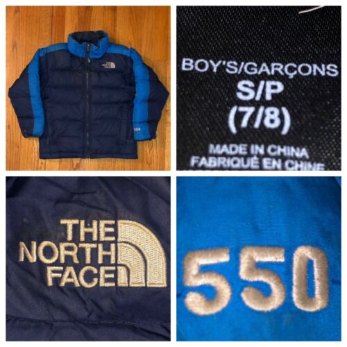 The North Face Boy’s 550 Blue Puffer Down Jacket Size Small (7/8)