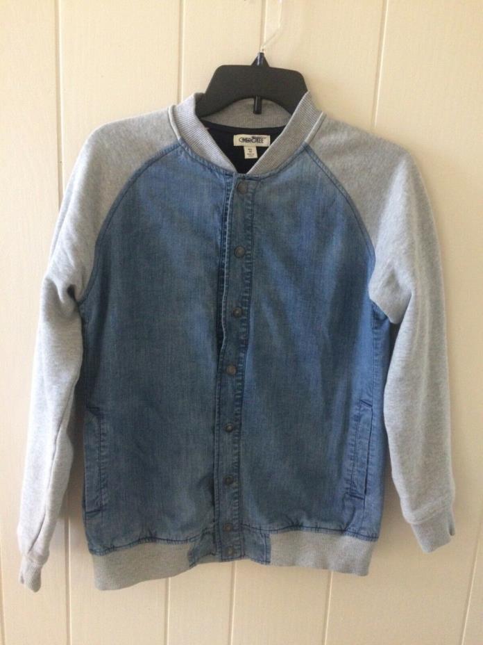 Boys XL 16 Cherokee Varsity Style Jacket Denim/Gray with Snaps and Pockets