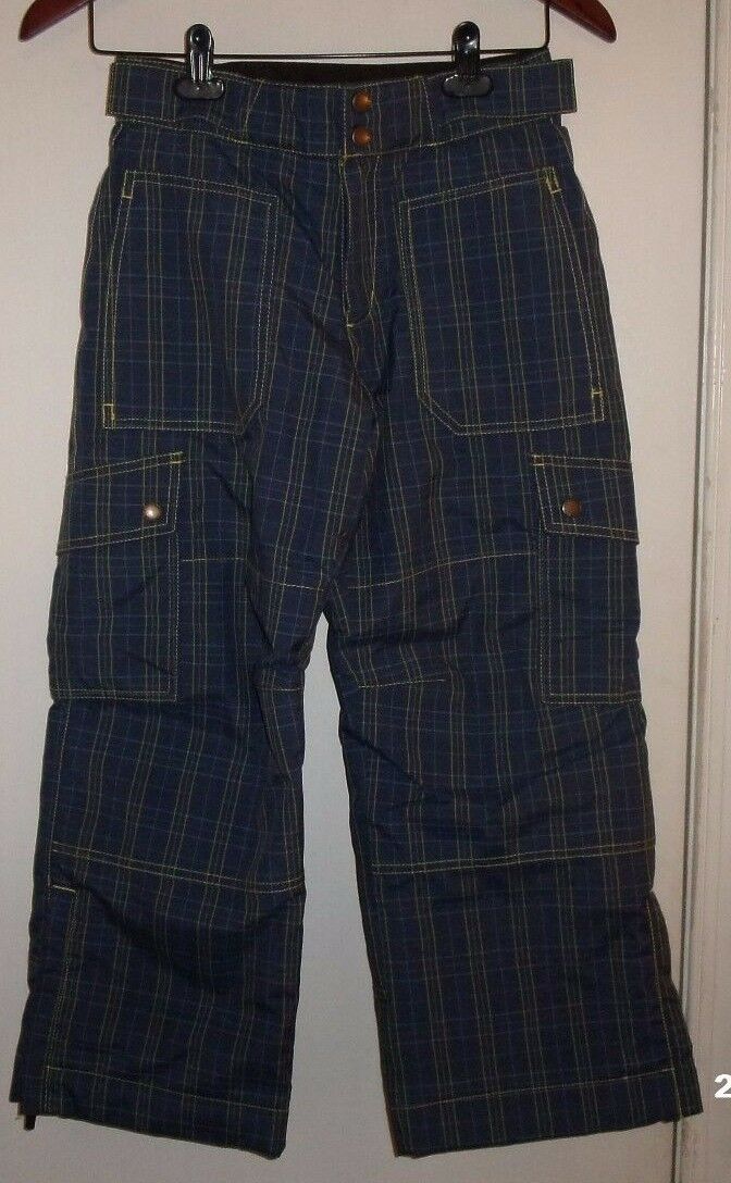 Youth LANDS' END Insulated Ski Snow Pants Blue & Yellow Plaid Sz 10 EC!!!