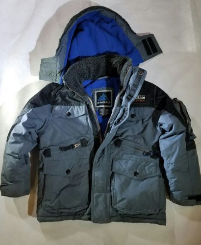 Snozu childs jacket XS 5/6 jacket removable hood lined jacket blue