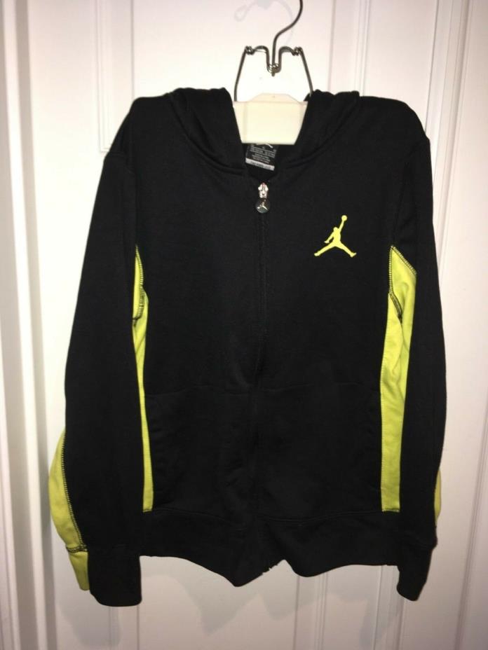 Air Jordan Nike Youth Boys Jacket Zip Up Hoodie Yellow Black Therma Fit 10-12 M