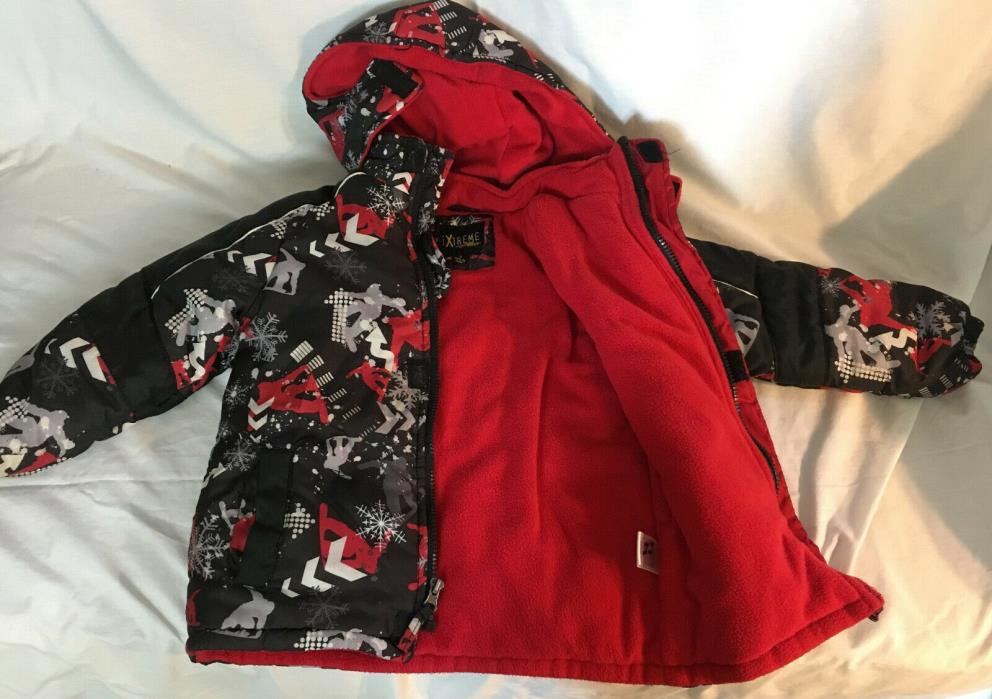 iXtreme black/red/grey hooded winter jacket snowboarder design size 5T
