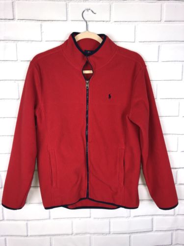 Ralph Lauren Polo Red Fleece Zip Up Jacket Sz Large 14-16