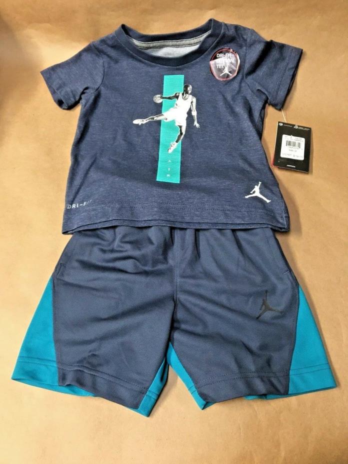 NEW Nike Air Jordan Boys 3T,S Dri-Fit 23 Shorts Jumpman Graphic Shirt 2-pc Set