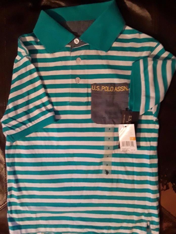 US Polo Assn. Childrens Apparel U.S. Big Boys Striped Jersey Shirt Teal NWT