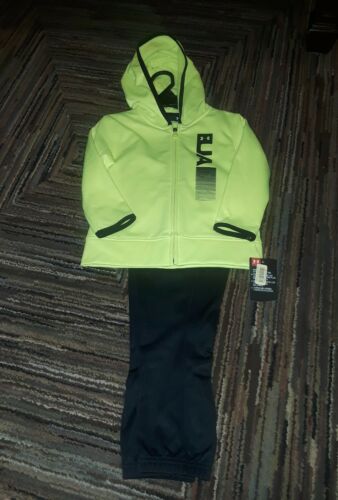 NWT UNDER ARMOUR BOYS 2 PIECE ZIP UP JACKET SWEATPANTS SET YELLOW
