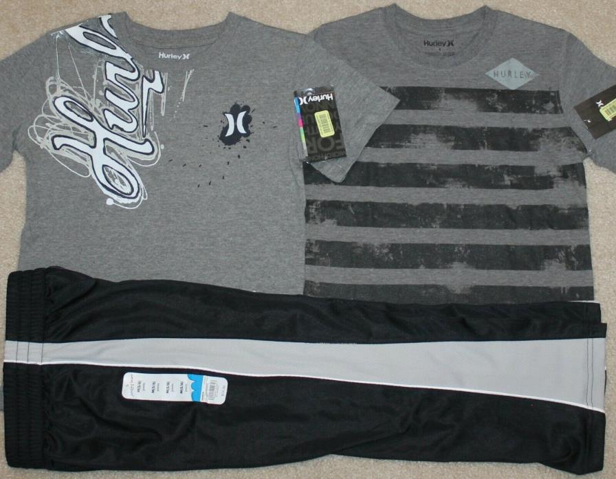 New! Boys 3 pc Lot/Outfit (2 Hurley Shirts Sz 6, Pants Sz 5-6; Black/Gray)