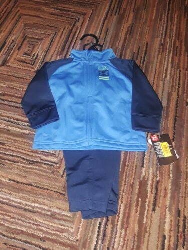 NWT UNDER ARMOUR BOYS 2 PIECE TRACK JACKET SWEATPANTS SET BLUE SZ 6