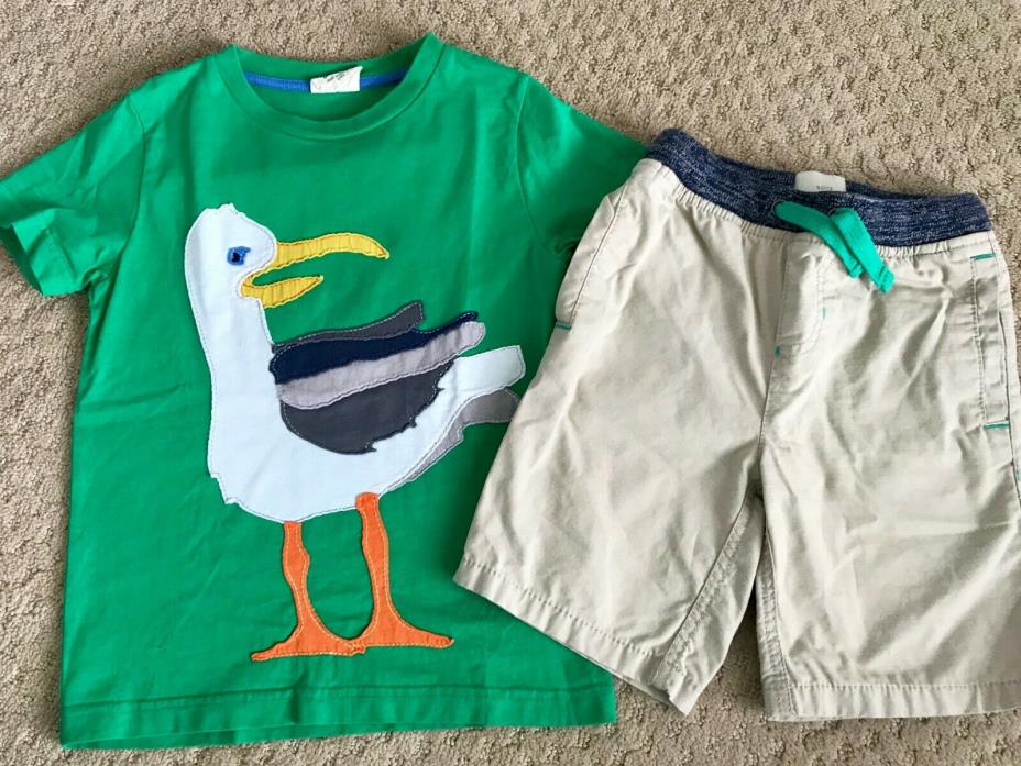 Mini Boden Boys size 5-6 years shirt & shorts outfit- Sea Gull green/khaki