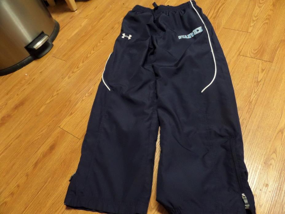 euc boys under armour pants-ylg loose fit navy blue-zipper bottoms-stanwich