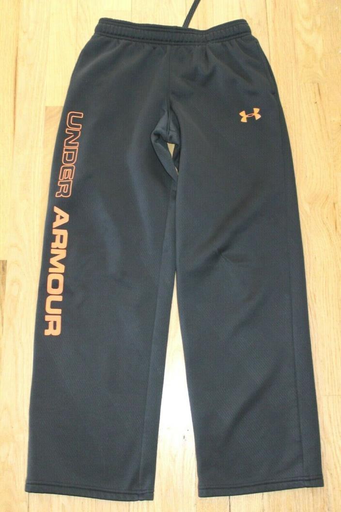 Under Armour Boys Youth Large YLG Black Sweat Pants Red UA Logo Loose Fit