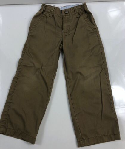 Gymboree Boys Khakis Dress Pants Size 4 Tan Brown Adjustable Waist 100% Cotton