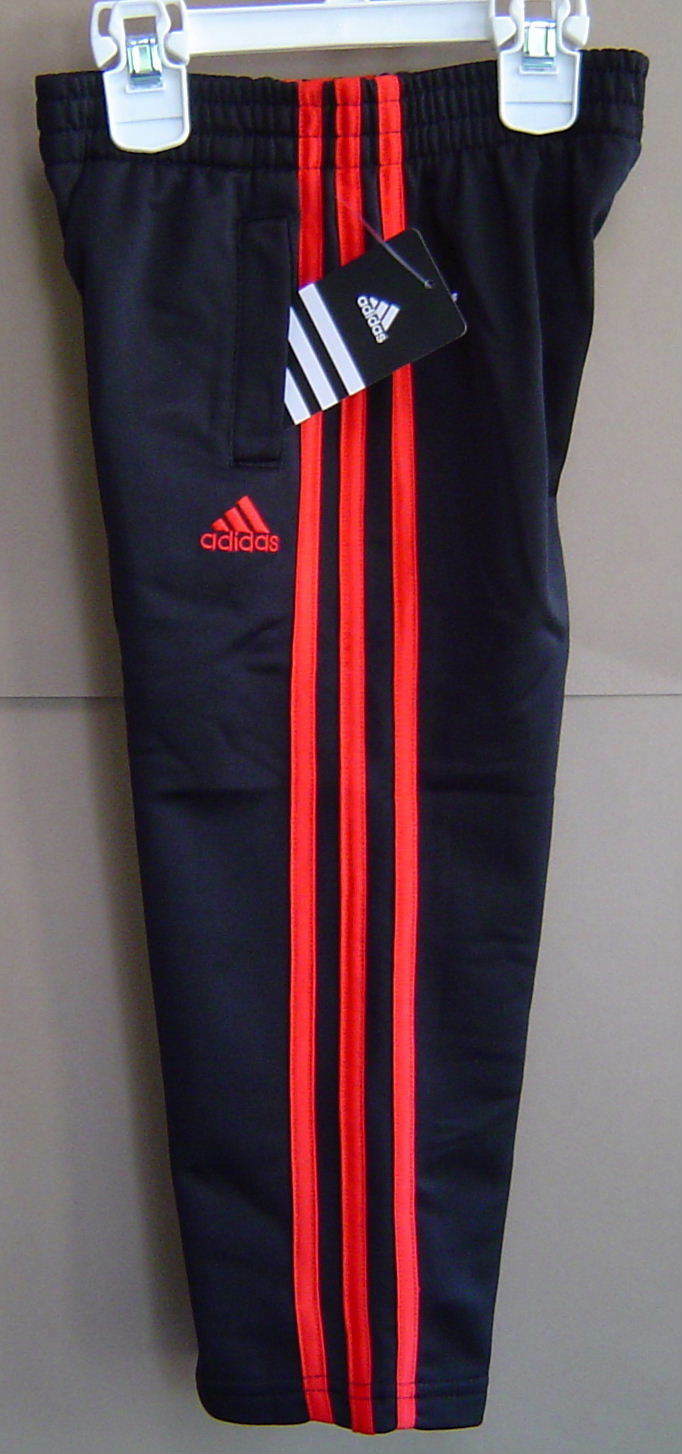 NWT $32 ADIDAS Size 4 IMPACT TRICOT TRACK SWEAT ATHLETIC PANTS Black Red