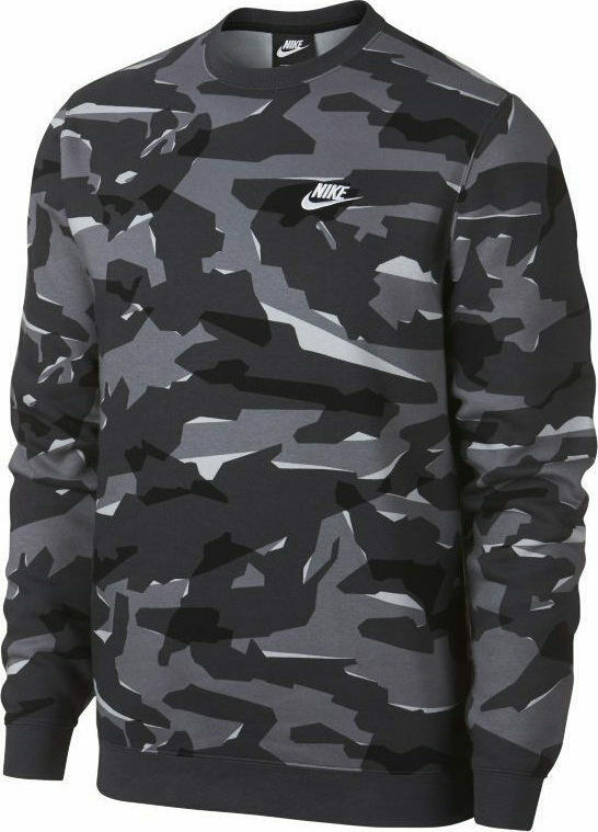 New Nike Sportswear Club Camouflage Camo Crew Sweatshirt Men's Sz L AJ2107-065