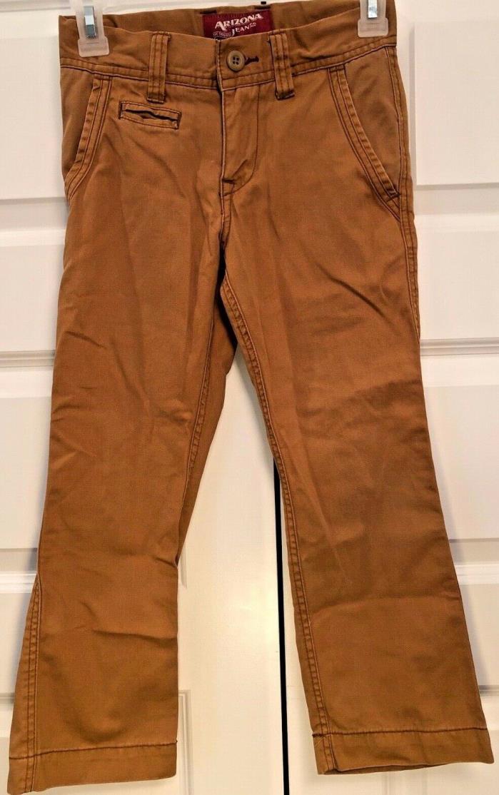 Boy's Arizona Jean Co Chino 5 Pocket Dark Tan Adjustable Waist Pants Size 8 Reg
