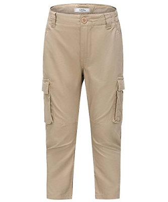 Gorboig Boys Pants Cotton Length Khaki Casual Trousers 6/7Y, Khaki