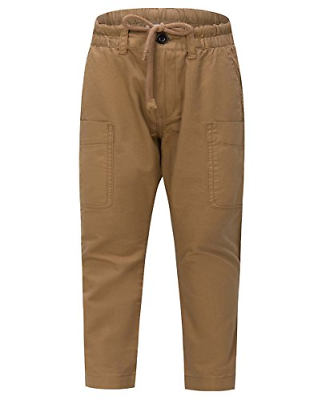 Gorboig Boys Pants Cotton Length Dark Khaki Casual Trousers 6/7Y, Dark Khaki