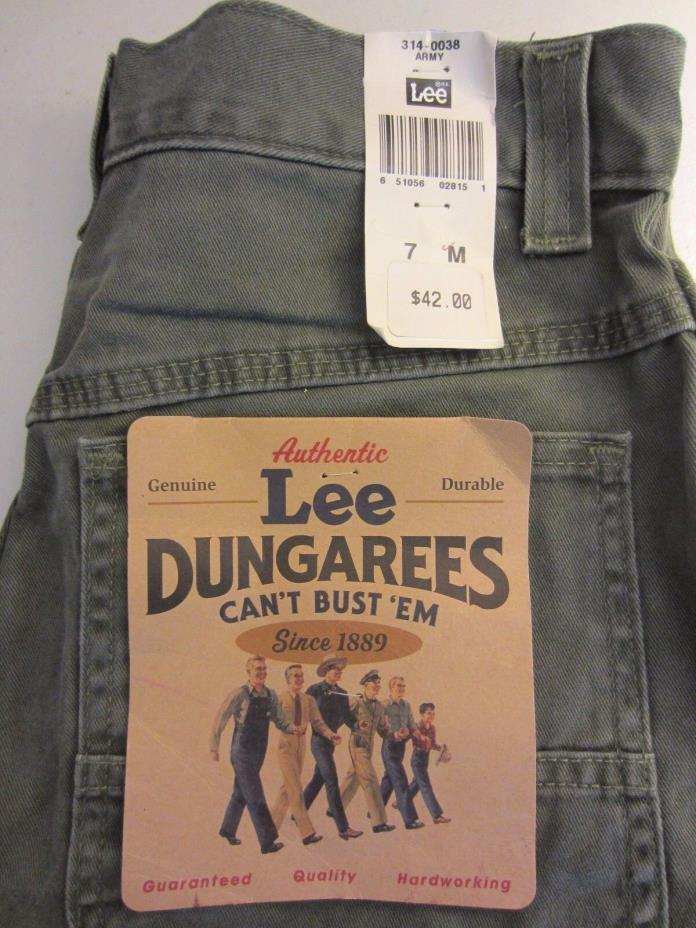 BOYS LEE Dungarees Carpenter Pants Army GREEN -  Size 7M NWT NEW
