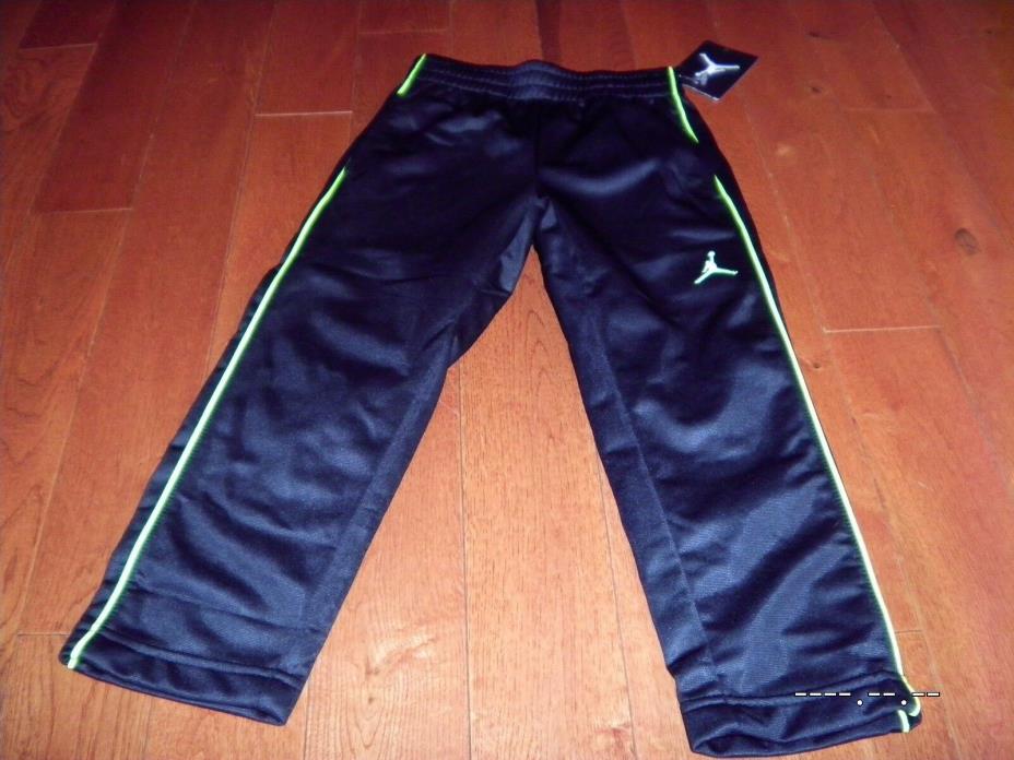 NIKE Boys Size 4 XS Athletic Pants Black Neon Green Trim NWT NEW Air Jordan