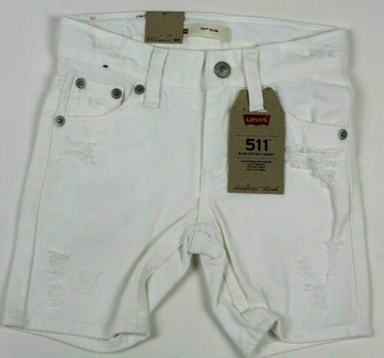 NWT Levi's Little Boys 511 Slim Cut -Off White Shorts 2T