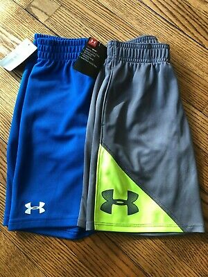 NWT's!!! Boy's UNDER ARMOUR Gray/Yellow + Blue Athletic Shorts - Size 6