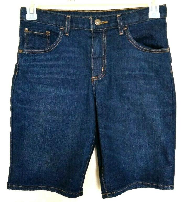Arizona Boys Blue Jean Denim Shorts Size 14 Husky Dark Wash Adjustible Waist