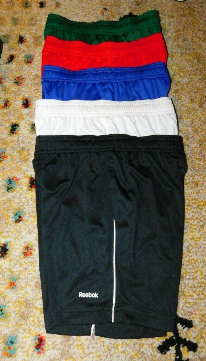 5 pairs Reebok Youth Athletic Shorts white red blue black green Size M ~ NWT
