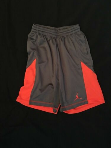 Jordan boys size med 10/12 yrs grey orange active workout dri fit shorts