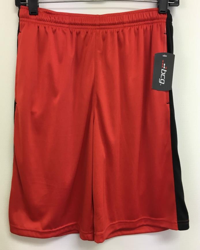 BCG Boys Shorts X-Large XL (18-20) Red Black Basketball Side Stripe Tech NWT